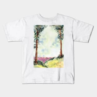 Vintage Dreamy Forest Landscape Painting Kids T-Shirt